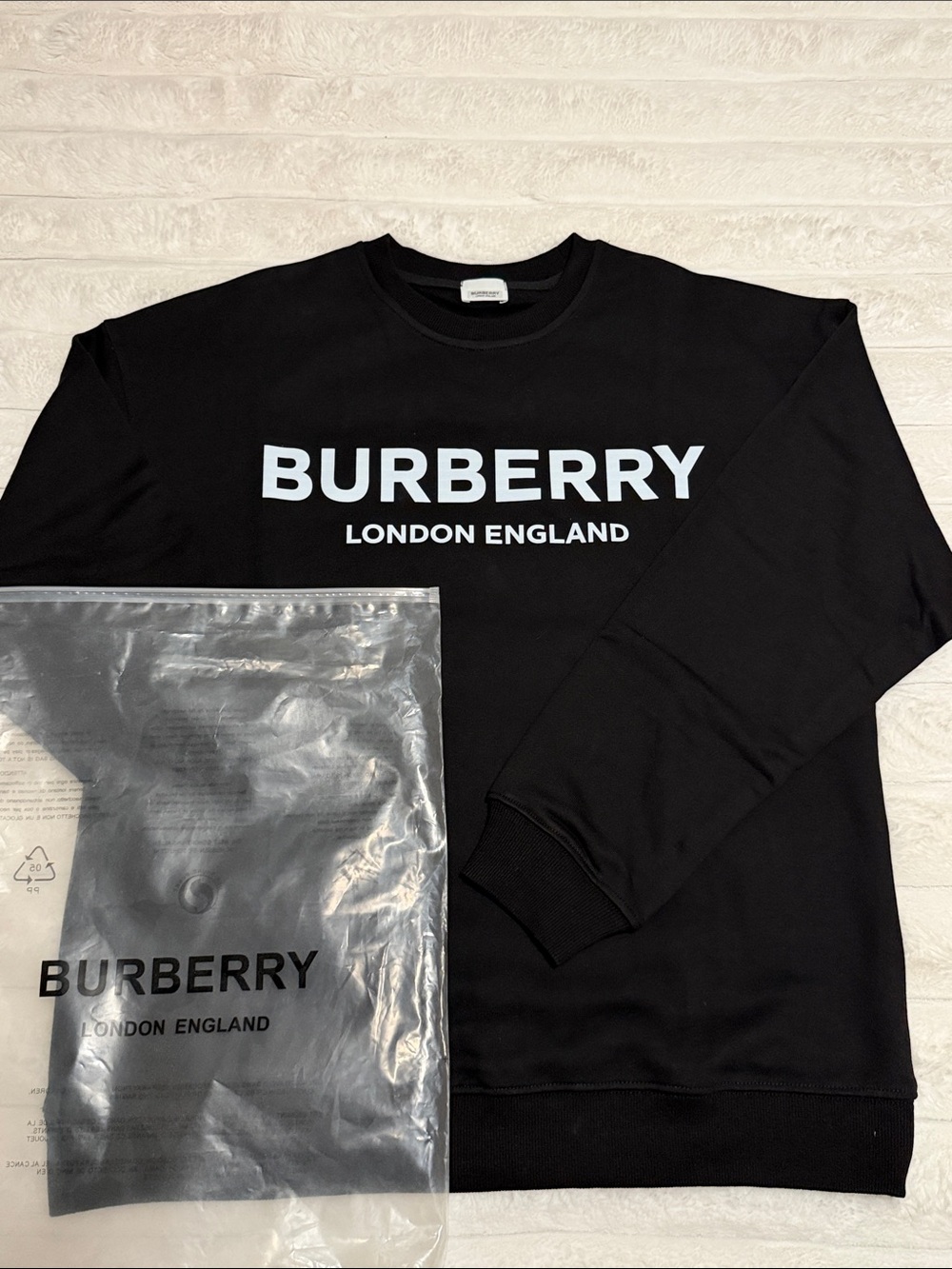 Burberry Black Crewneck Sweater with White Logo
